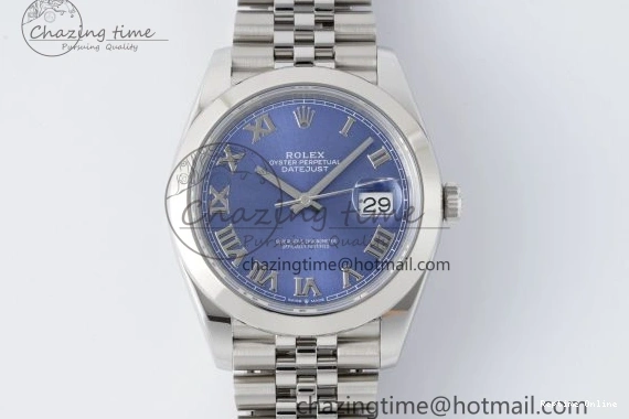0227 Snug DateJust 41 SS Polished Bezel KING 1:1 Best Edition 904L Steel Blue Roman Dial on Jubilee Bracelet VR 2213